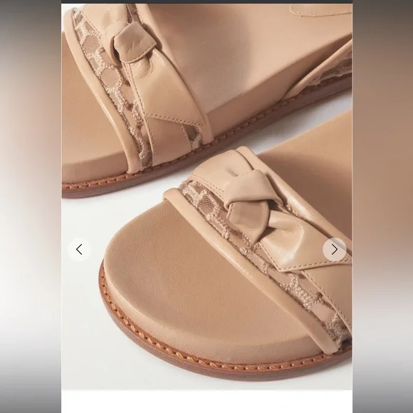 ALEXANDRE BIRMAN Clarita bow-detailed lace-trimmed leather sandals Beige  37.5 - Picture 3 of 10